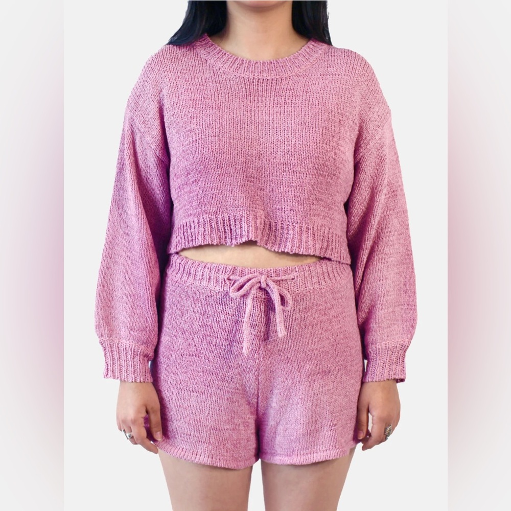 NWT Lilac Cropped Knit Short Lounge Set